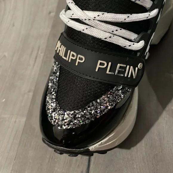 COPY - PHILIPP PLEIN BLACK SPARKLE WEDGES SNEAKERS - Picture 6 of 7
